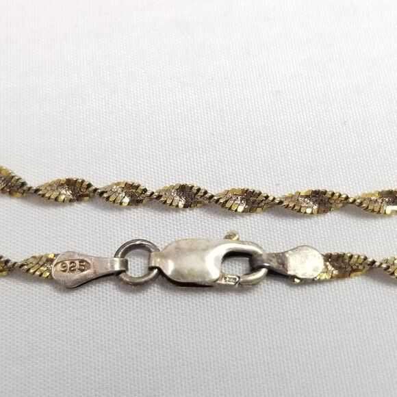 Vintage Sterling Silver Spiral Chain Bracelet, Gold Wash, Minimal Stacking - Picture 4 of 7